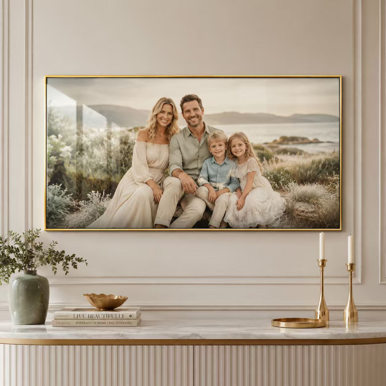 Aluminum Framed Crystal Porcelain Art